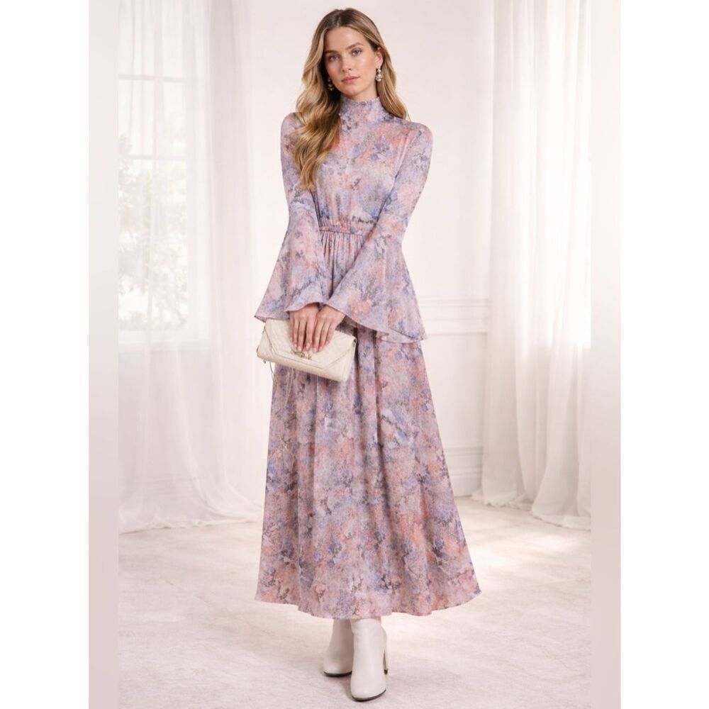Rosetta Gerry silk FLARE SLEEVE MAXI DRESS US4